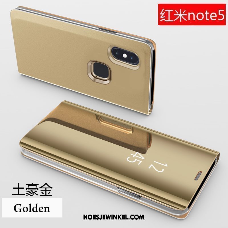 Xiaomi Redmi Note 5 Hoesje Leren Etui All Inclusive Hoge, Xiaomi Redmi Note 5 Hoesje Mobiele Telefoon Folio Beige