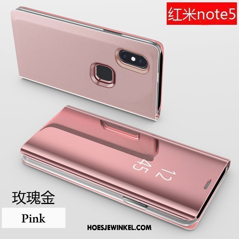 Xiaomi Redmi Note 5 Hoesje Leren Etui All Inclusive Hoge, Xiaomi Redmi Note 5 Hoesje Mobiele Telefoon Folio Beige