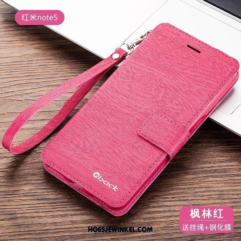 Xiaomi Redmi Note 5 Hoesje Leren Etui Hoes Rood, Xiaomi Redmi Note 5 Hoesje Anti-fall Blauw Beige