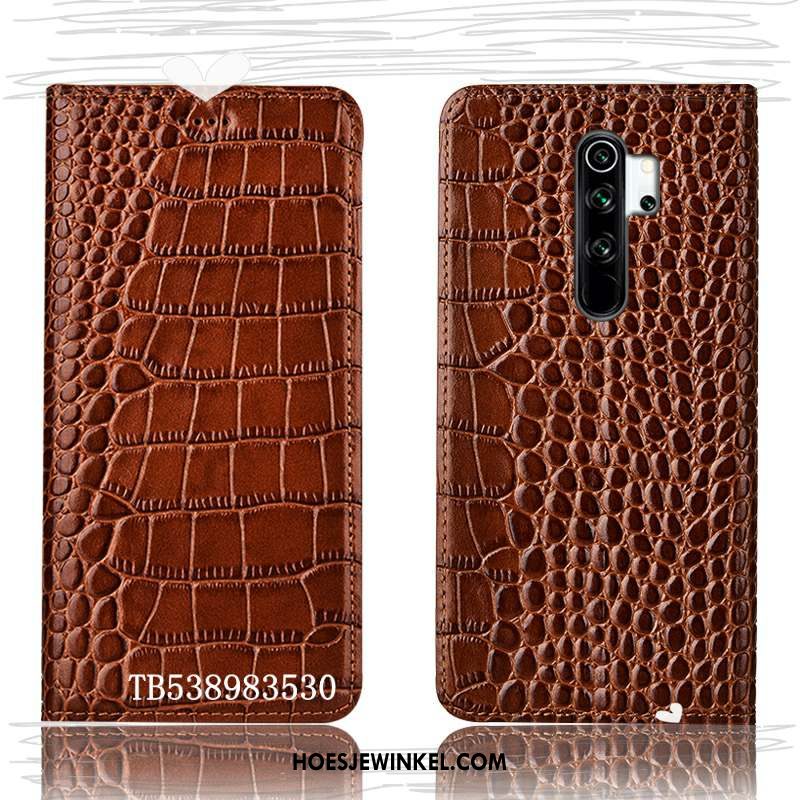 Xiaomi Redmi Note 8 Pro Hoesje Krokodil Hoes Patroon, Xiaomi Redmi Note 8 Pro Hoesje Mini Leren Etui Beige