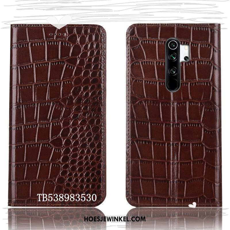 Xiaomi Redmi Note 8 Pro Hoesje Krokodil Hoes Patroon, Xiaomi Redmi Note 8 Pro Hoesje Mini Leren Etui Beige