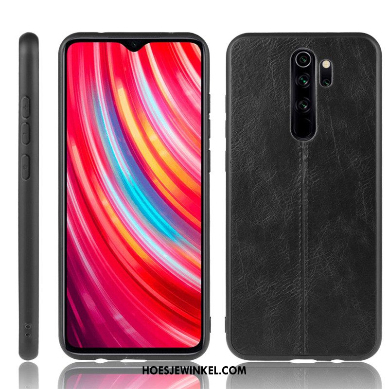 Xiaomi Redmi Note 8 Pro Hoesje Mobiele Telefoon Hoes Hard, Xiaomi Redmi Note 8 Pro Hoesje Zwart Leer Beige