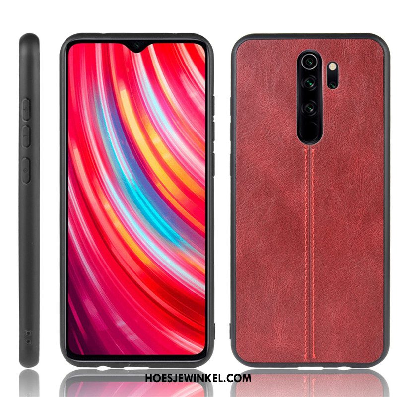 Xiaomi Redmi Note 8 Pro Hoesje Mobiele Telefoon Hoes Hard, Xiaomi Redmi Note 8 Pro Hoesje Zwart Leer Beige