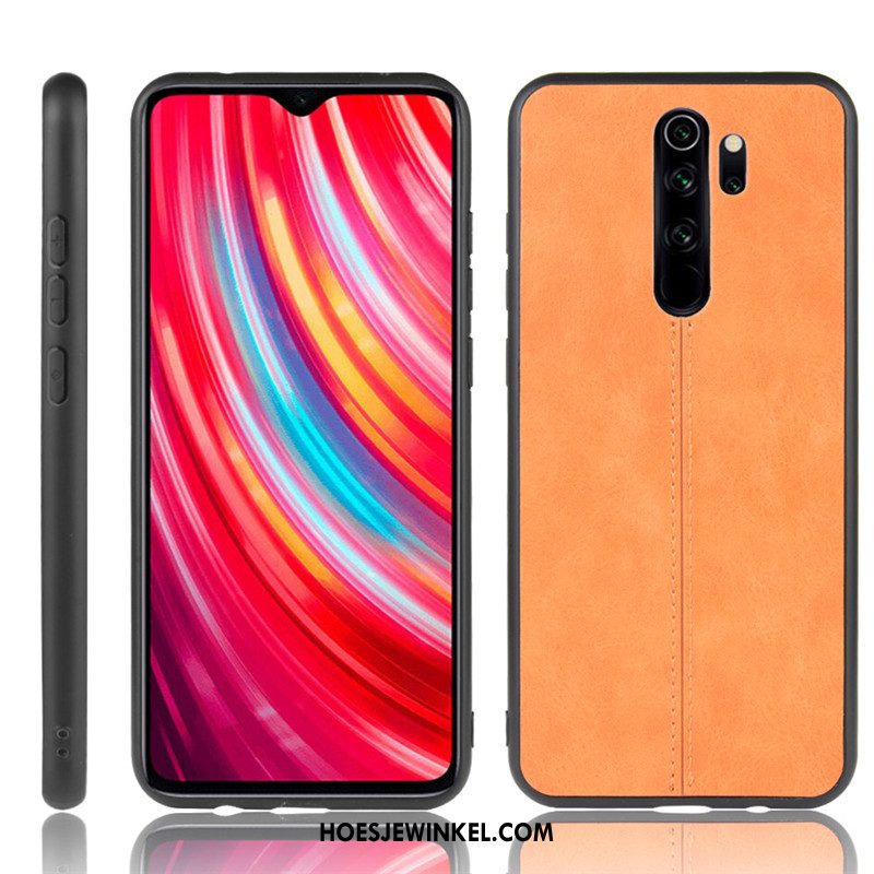 Xiaomi Redmi Note 8 Pro Hoesje Mobiele Telefoon Hoes Hard, Xiaomi Redmi Note 8 Pro Hoesje Zwart Leer Beige