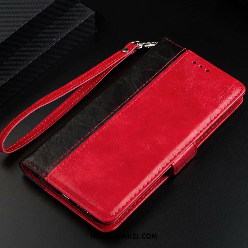 Xiaomi Redmi Note 8 Pro Hoesje Rood Mobiele Telefoon Bedrijf, Xiaomi Redmi Note 8 Pro Hoesje Folio Leren Etui Braun Beige