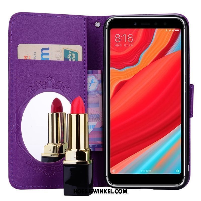 Xiaomi Redmi S2 Hoesje Ondersteuning Rood Leren Etui, Xiaomi Redmi S2 Hoesje Purper Mobiele Telefoon Beige