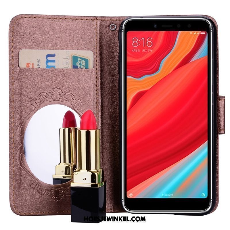 Xiaomi Redmi S2 Hoesje Ondersteuning Rood Leren Etui, Xiaomi Redmi S2 Hoesje Purper Mobiele Telefoon Beige