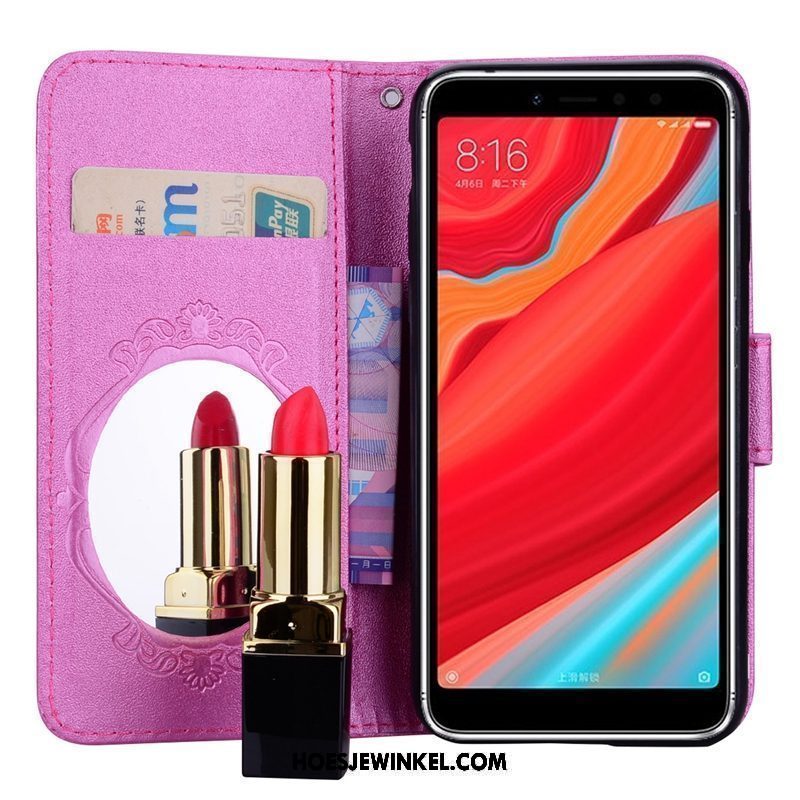 Xiaomi Redmi S2 Hoesje Ondersteuning Rood Leren Etui, Xiaomi Redmi S2 Hoesje Purper Mobiele Telefoon Beige