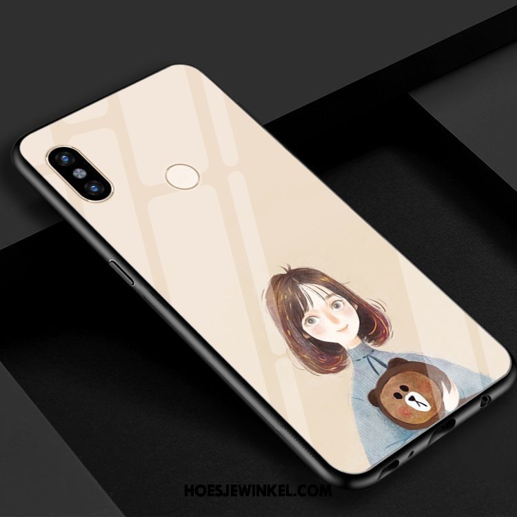 Xiaomi Redmi S2 Hoesje Vers Mobiele Telefoon Geel, Xiaomi Redmi S2 Hoesje Gehard Glas Lovers Beige