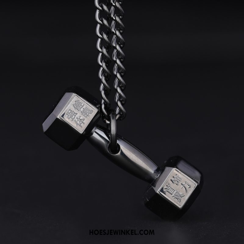 Zilveren Sieraden Heren Dumbbell Mannen Gemiddelde, Zilveren Sieraden Geschiktheid Hanger