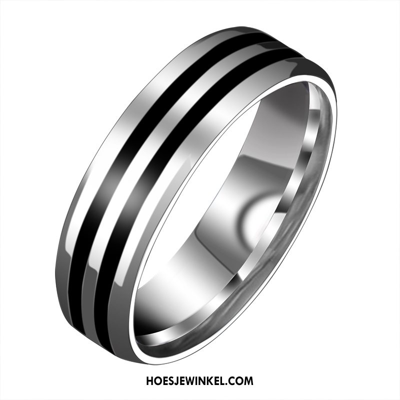 Zilveren Sieraden Heren Persoonlijkheid Mannen Vrouwen, Zilveren Sieraden Mode Trend Weiß Schwarz Silber