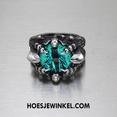 Zilveren Sieraden Heren Schedel Rots Trend, Zilveren Sieraden Hiphop Vintage Rot