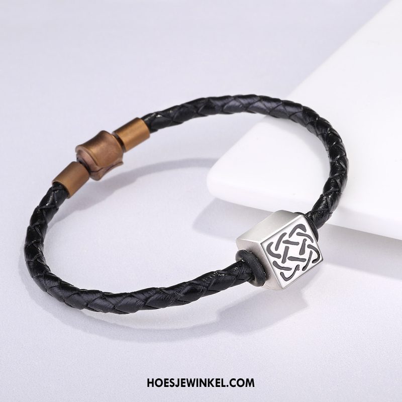 Zilveren Sieraden Heren Trend Mannen Armbanden, Zilveren Sieraden Zuiver Weven Silber