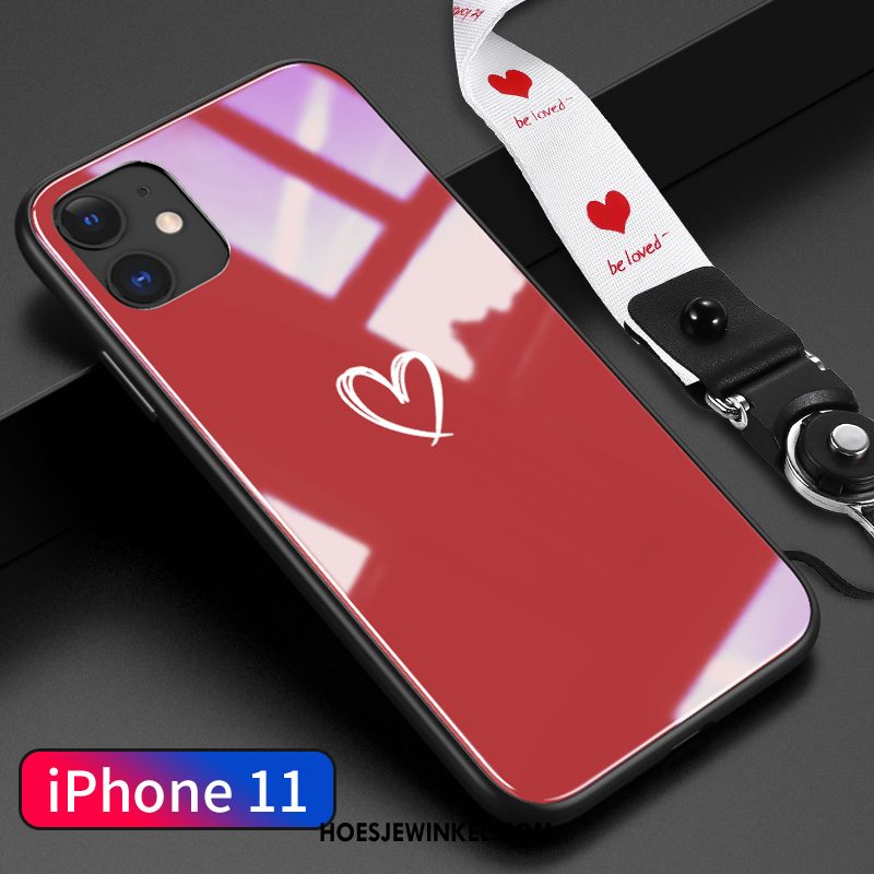 iPhone 11 Hoesje Eenvoudige Mobiele Telefoon Wit, iPhone 11 Hoesje Liefde Glas