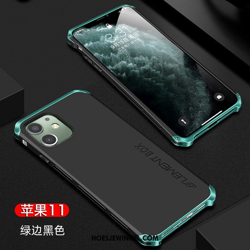 iPhone 11 Hoesje Groen Metaal Siliconen, iPhone 11 Hoesje Trend High End