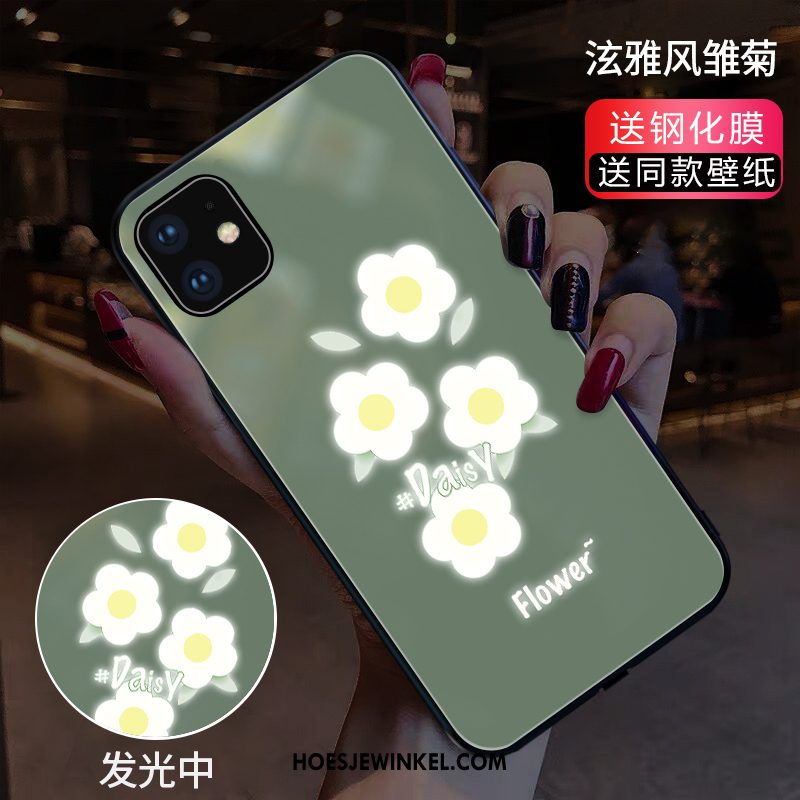 iPhone 11 Hoesje Koe Glas Groen, iPhone 11 Hoesje Bloemen Wind