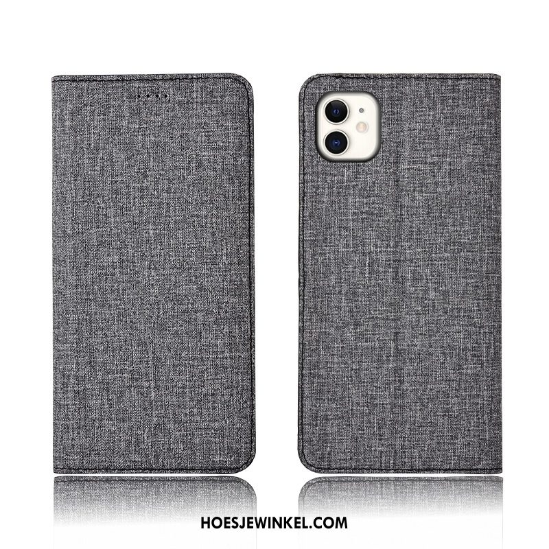 iPhone 11 Hoesje Leren Etui Blauw Siliconen, iPhone 11 Hoesje Bescherming Clamshell
