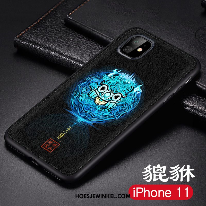 iPhone 11 Hoesje Mobiele Telefoon Schrobben Blauw, iPhone 11 Hoesje Chinese Stijl Hoes