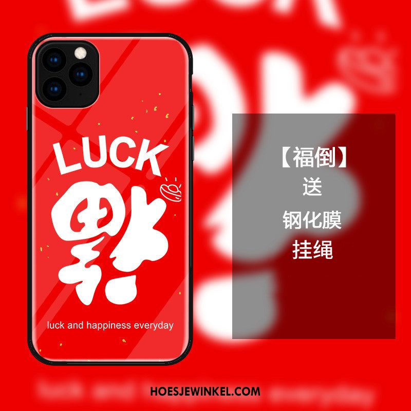 iPhone 11 Pro Hoesje All Inclusive Glas Chinese Stijl, iPhone 11 Pro Hoesje Hoes Rood