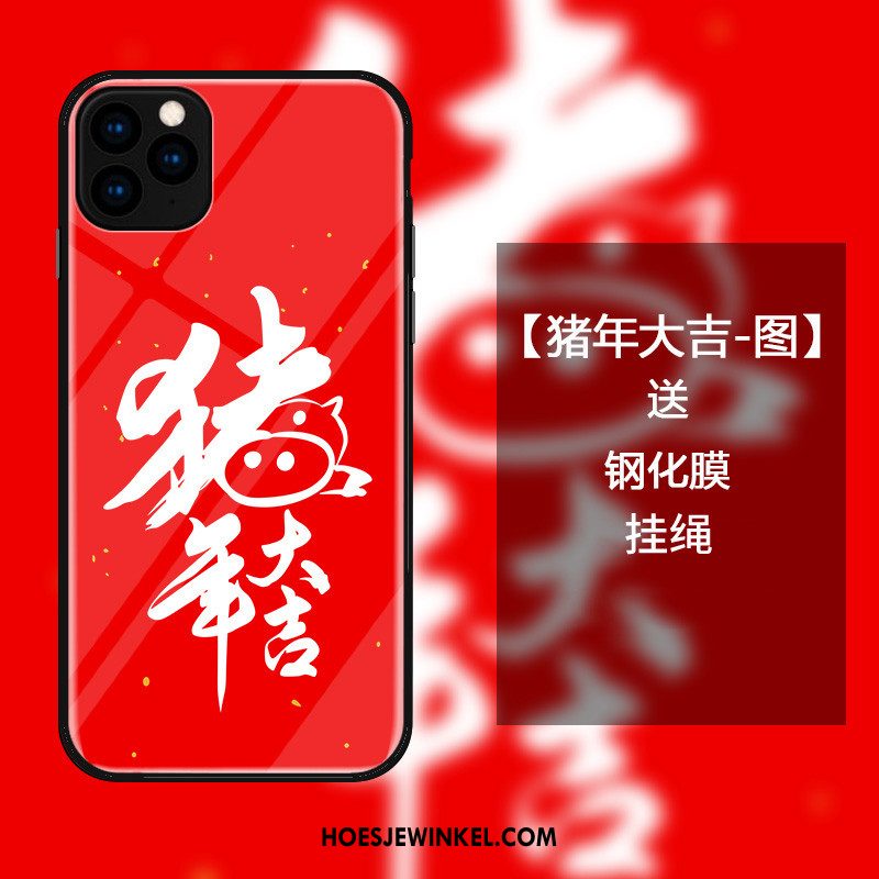 iPhone 11 Pro Hoesje All Inclusive Glas Chinese Stijl, iPhone 11 Pro Hoesje Hoes Rood