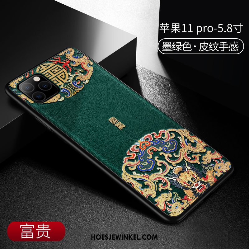 iPhone 11 Pro Hoesje All Inclusive Leer Scheppend, iPhone 11 Pro Hoesje Lichte En Dun Chinese Stijl