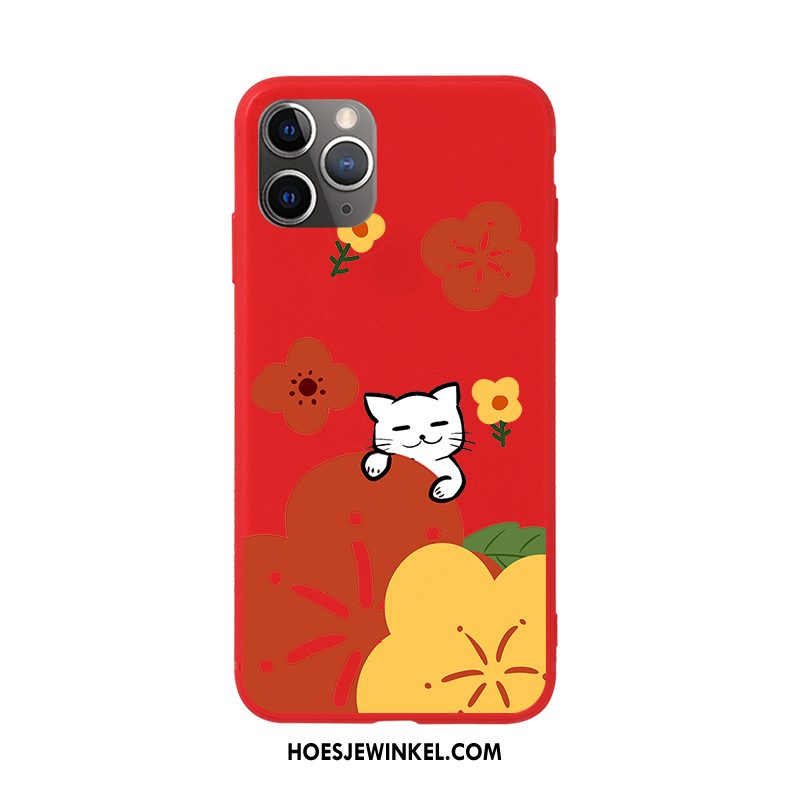 iPhone 11 Pro Hoesje Bloemen Kunst Rood, iPhone 11 Pro Hoesje Siliconen Mobiele Telefoon