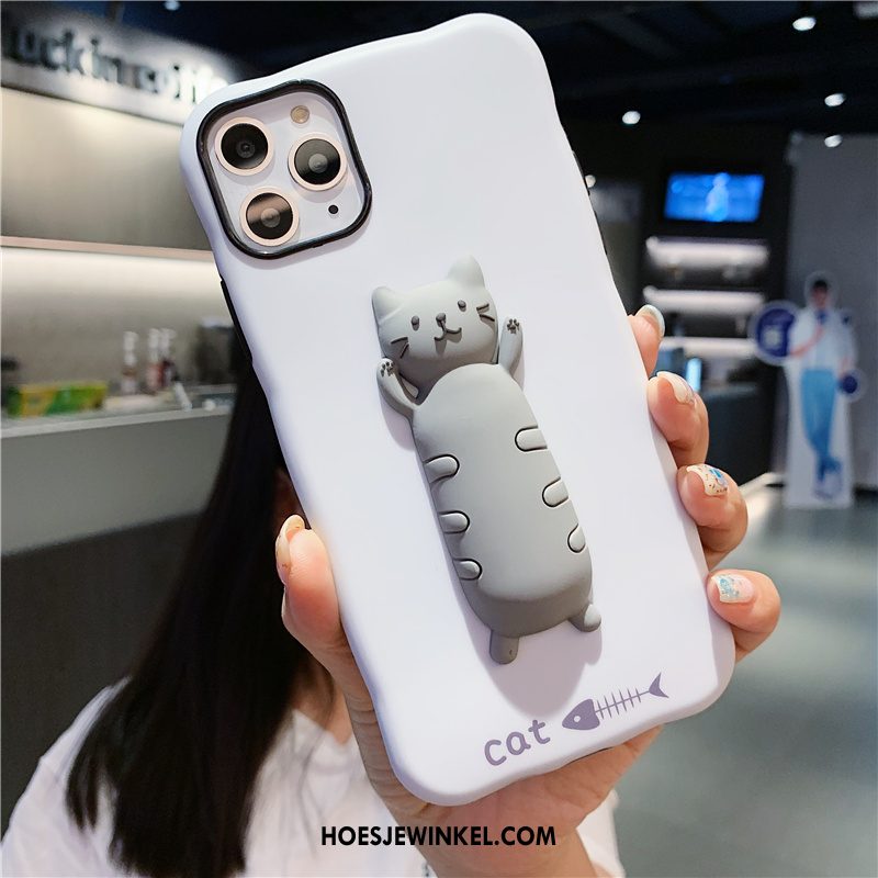 iPhone 11 Pro Hoesje Kat Spotprent All Inclusive, iPhone 11 Pro Hoesje Wit Siliconen