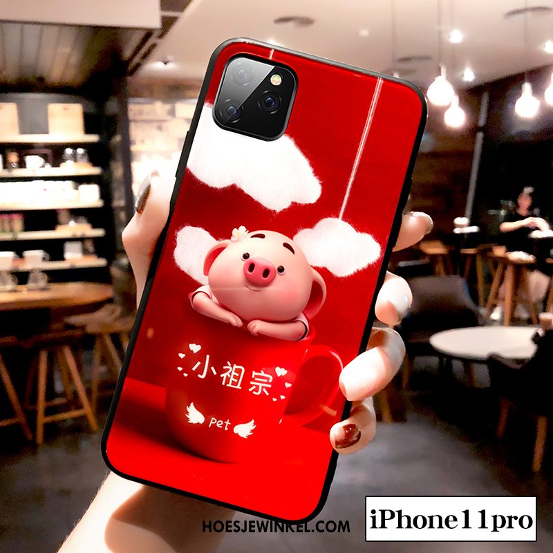 iPhone 11 Pro Hoesje Lovers Anti-fall Zwart, iPhone 11 Pro Hoesje Net Red Trendy Merk