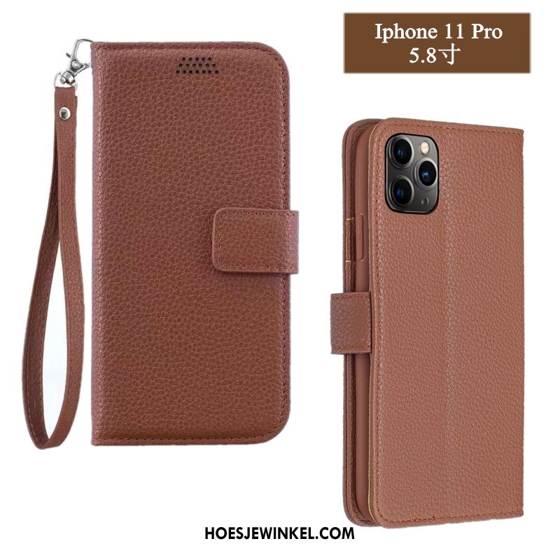 iPhone 11 Pro Max Hoesje Bescherming Anti-fall Mobiele Telefoon, iPhone 11 Pro Max Hoesje Hoes Leren Etui Braun