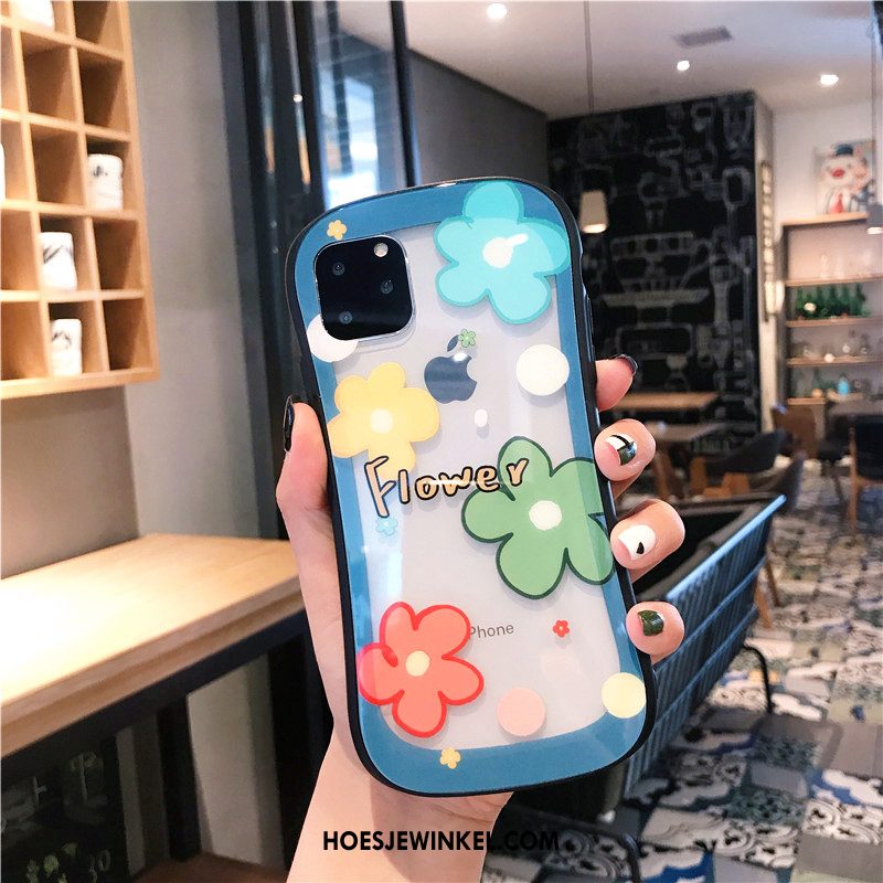 iPhone 11 Pro Max Hoesje Bescherming Blauw Hoes, iPhone 11 Pro Max Hoesje Mini Bloemen