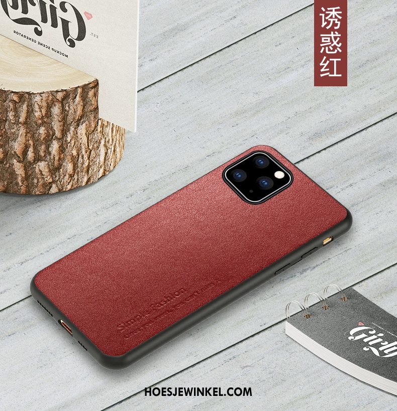 iPhone 11 Pro Max Hoesje Bescherming Leren Etui Leer, iPhone 11 Pro Max Hoesje Blauw High End