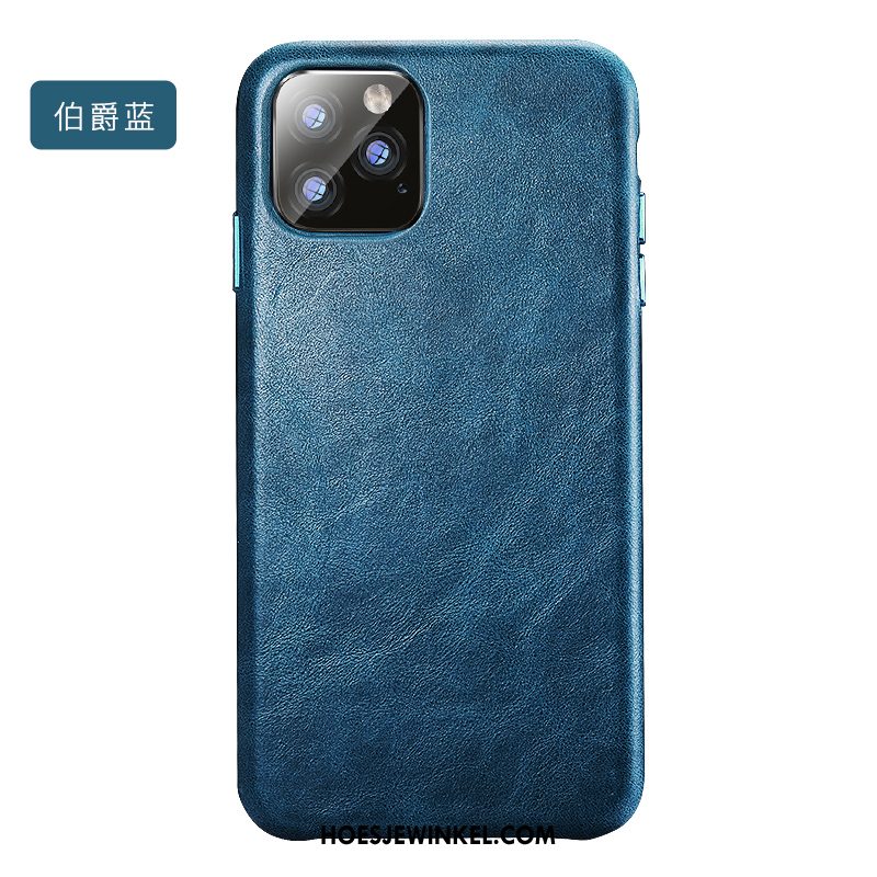 iPhone 11 Pro Max Hoesje Echt Leer Blauw Nieuw, iPhone 11 Pro Max Hoesje Mobiele Telefoon Anti-fall