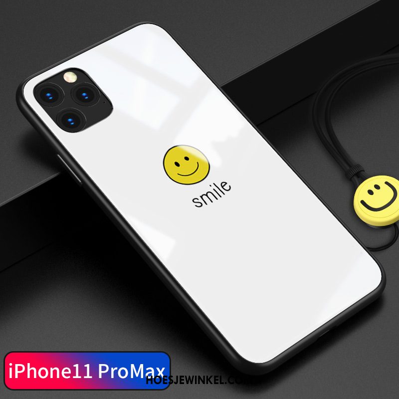 iPhone 11 Pro Max Hoesje Eenvoudige Hoes Smiley, iPhone 11 Pro Max Hoesje Glas Dun