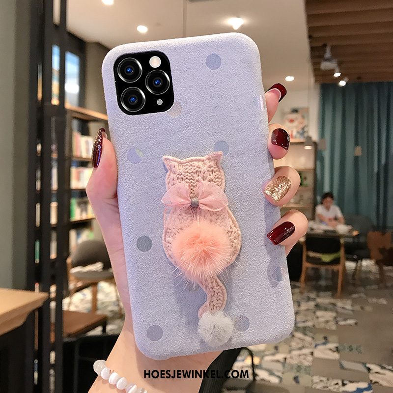 iPhone 11 Pro Max Hoesje Eenvoudige Kat Anti-fall, iPhone 11 Pro Max Hoesje Roze Mobiele Telefoon