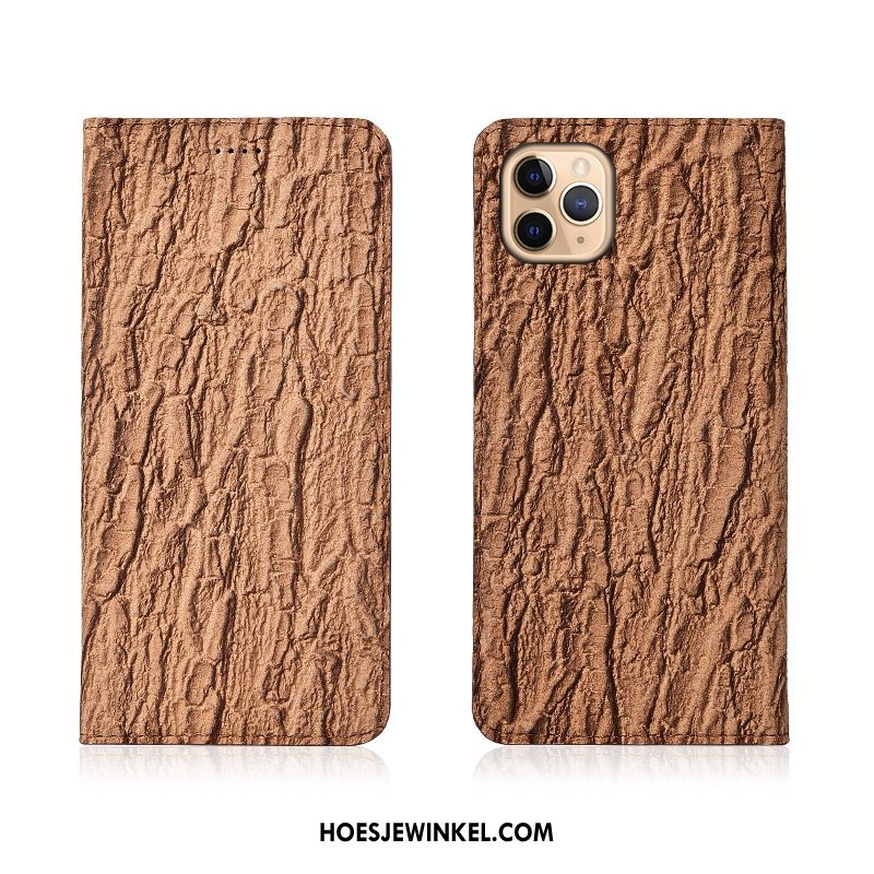 iPhone 11 Pro Max Hoesje Hoes Mobiele Telefoon Rood, iPhone 11 Pro Max Hoesje Echt Leer Boom