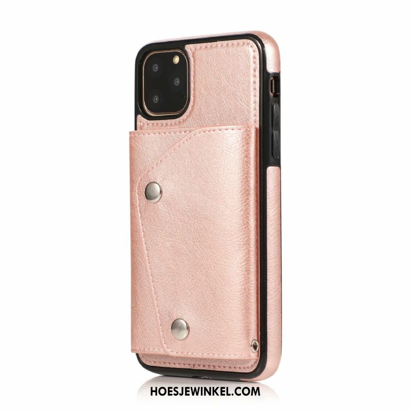 iPhone 11 Pro Max Hoesje Persoonlijk Trendy Merk Leren Etui, iPhone 11 Pro Max Hoesje Goud Kaart Tas