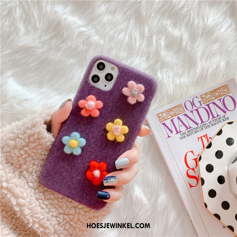 iPhone 11 Pro Max Hoesje Pluche Hoes Persoonlijk, iPhone 11 Pro Max Hoesje Purper Mobiele Telefoon