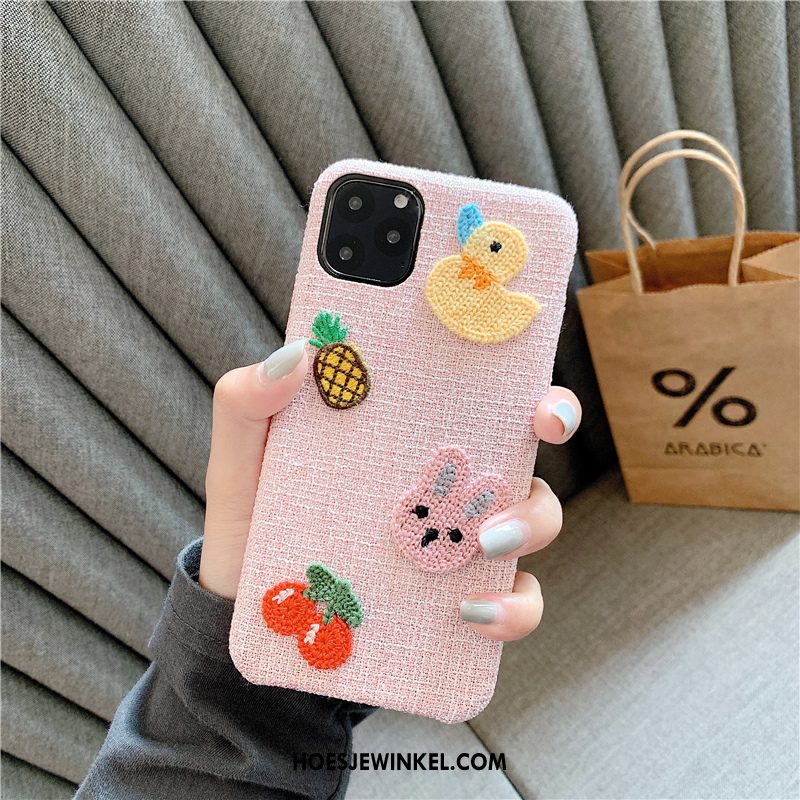 iPhone 11 Pro Max Hoesje Pluche Roze Hoes, iPhone 11 Pro Max Hoesje Scheppend Bescherming