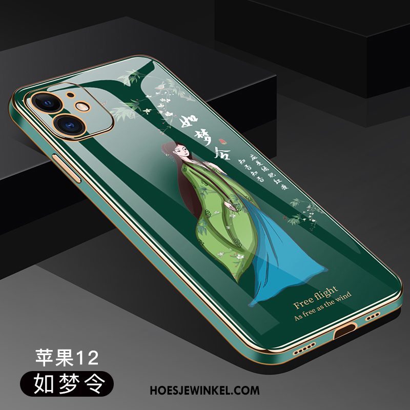 iPhone 12 Hoesje Dun Siliconen Anti-fall, iPhone 12 Hoesje Groen All Inclusive