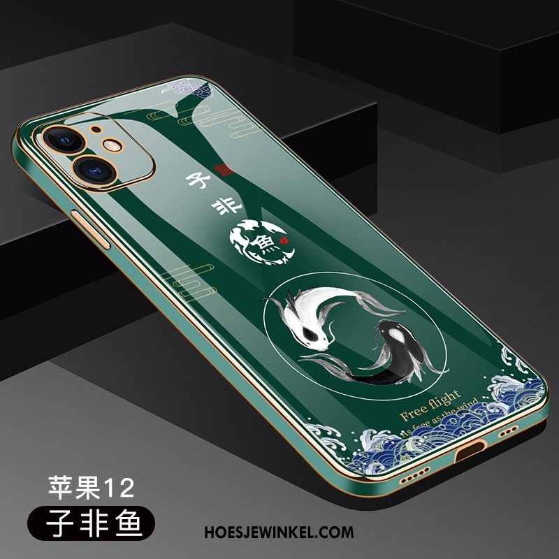 iPhone 12 Hoesje Dun Siliconen Anti-fall, iPhone 12 Hoesje Groen All Inclusive