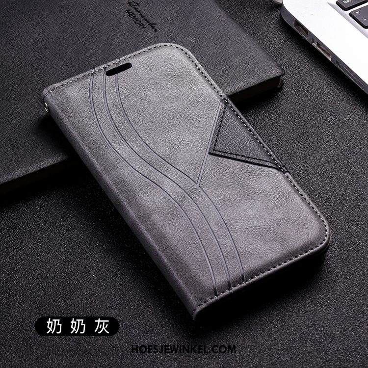 iPhone 12 Hoesje Leren Etui Trendy Merk Folio, iPhone 12 Hoesje Anti-fall Scheppend Braun