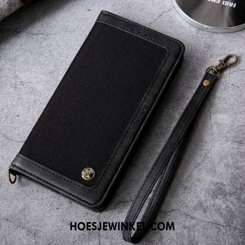 iPhone 12 Hoesje Patroon Bedrijf Folio, iPhone 12 Hoesje Bescherming Leren Etui Braun