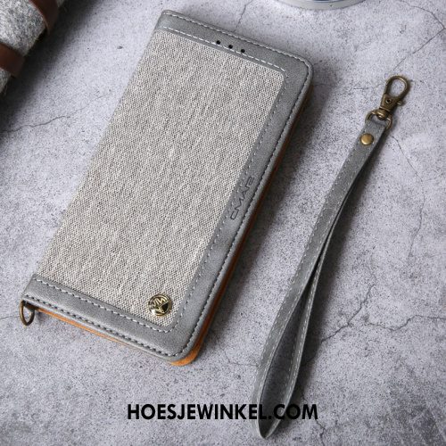 iPhone 12 Hoesje Patroon Bedrijf Folio, iPhone 12 Hoesje Bescherming Leren Etui Braun