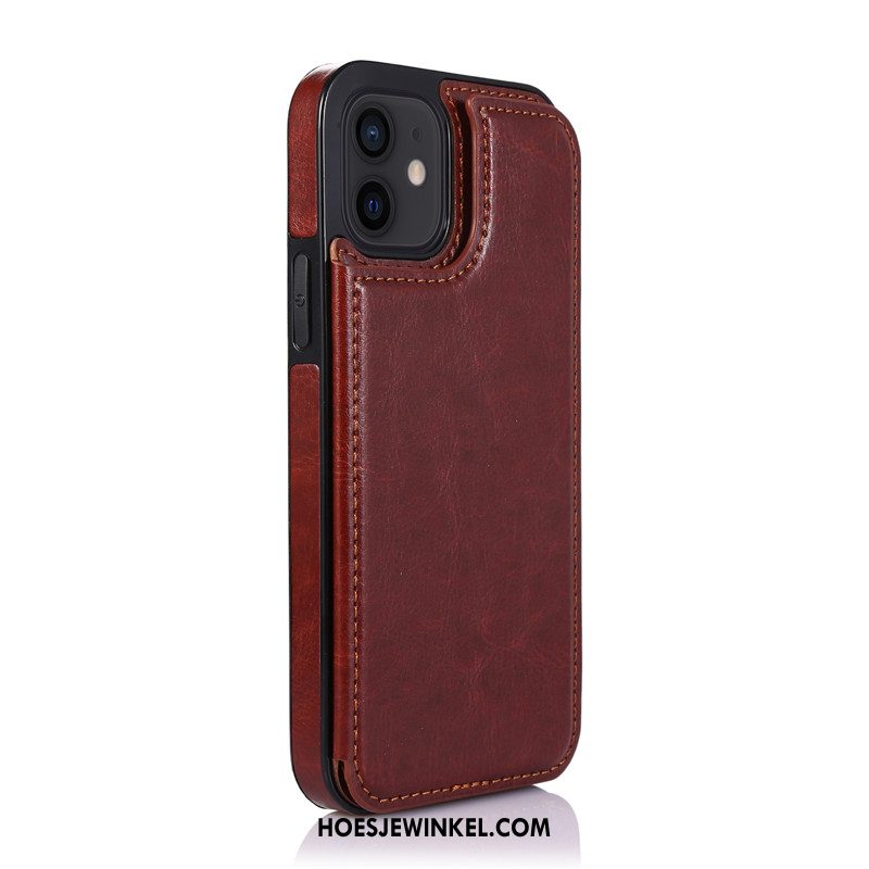 iPhone 12 Mini Hoesje Mobiele Telefoon Leren Etui Trend, iPhone 12 Mini Hoesje Kaart Zwart