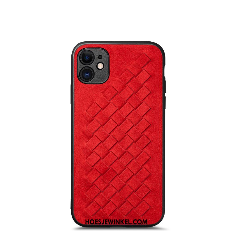 iPhone 12 Mini Hoesje Siliconen Weven Zwart, iPhone 12 Mini Hoesje Suede Trendy Merk