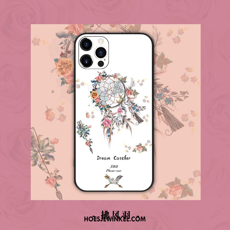 iPhone 12 Pro Hoesje Bloemen Wit Net Red, iPhone 12 Pro Hoesje High End Mobiele Telefoon