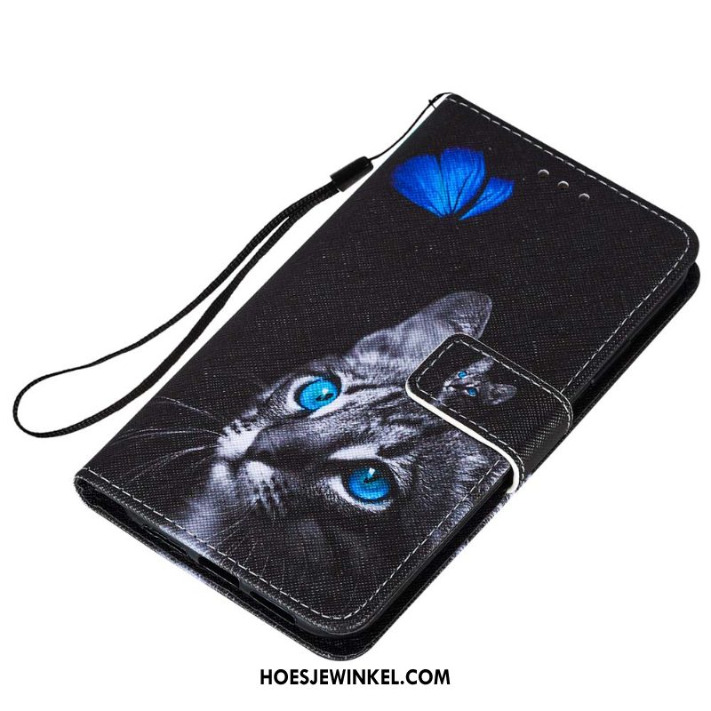 iPhone 12 Pro Max Hoesje Blauw Kaart Anti-fall, iPhone 12 Pro Max Hoesje Ondersteuning Leren Etui