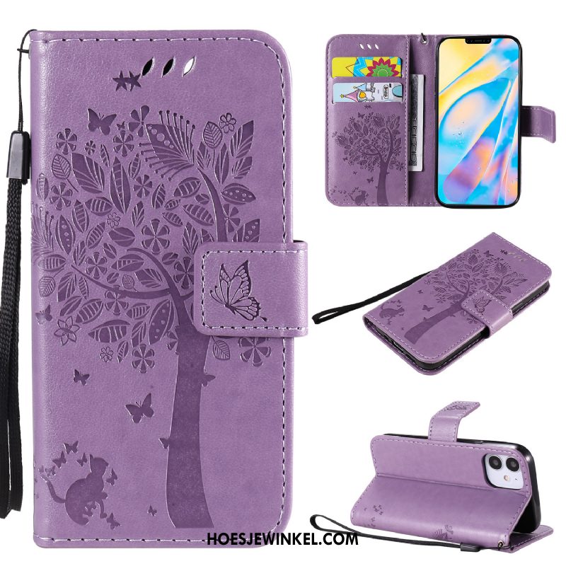 iPhone 12 Pro Max Hoesje Geschilderd Roze Anti-fall, iPhone 12 Pro Max Hoesje Leren Etui Bescherming