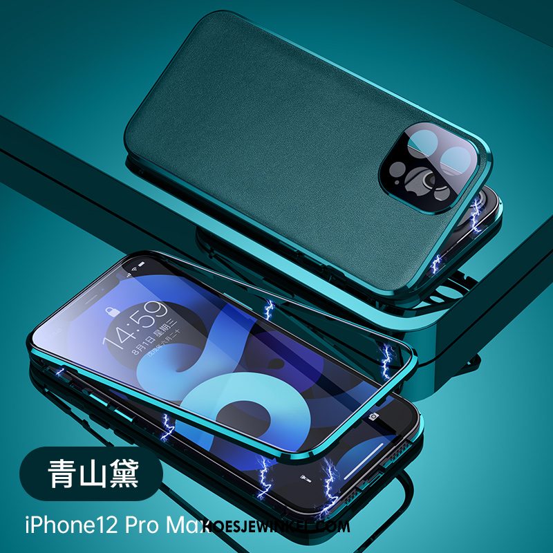 iPhone 12 Pro Max Hoesje Glas Bescherming Zwart, iPhone 12 Pro Max Hoesje Hoes Omkeerbaar