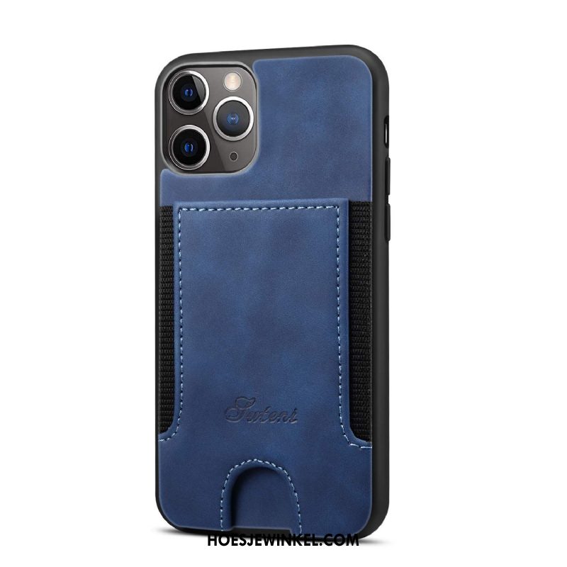 iPhone 12 Pro Max Hoesje Kaart Elastiek Nieuw, iPhone 12 Pro Max Hoesje Leren Etui Blauw